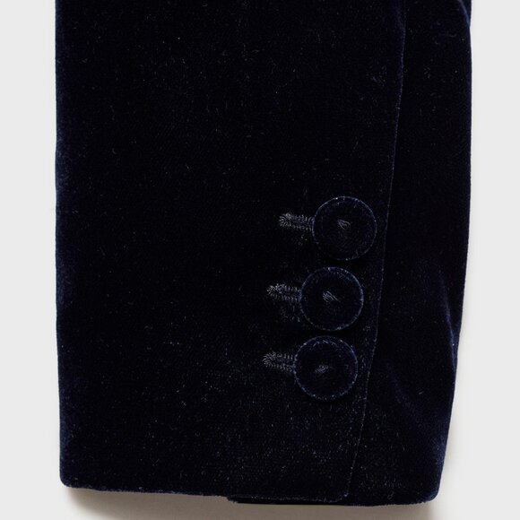 Navy Blue Velvet Mango Blazer - Picture 4 of 4
